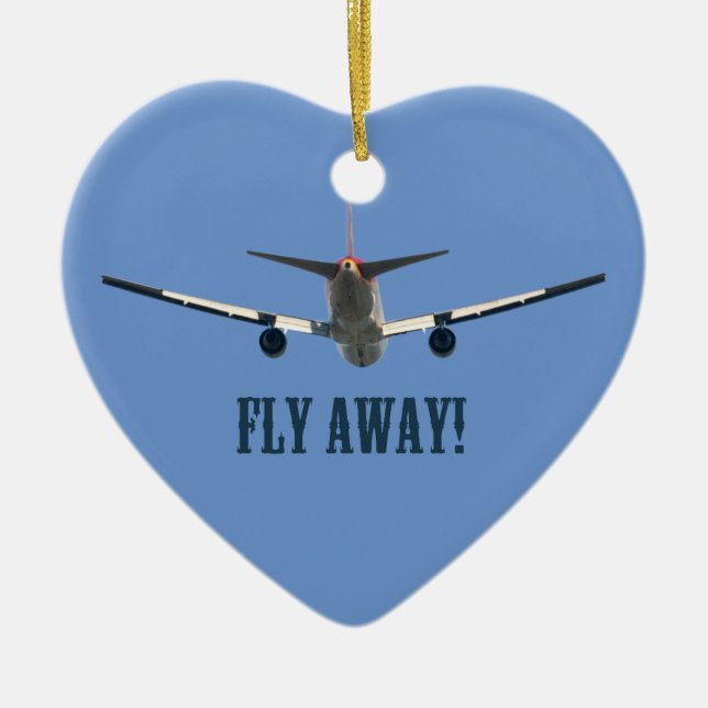 Fly away airplane ceramic ornament (Front)