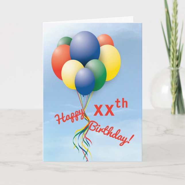 Fly-Away Balloon Bundle Happy Birthday Card (Front)