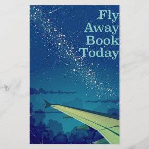 Fly Away Book Today vintage flight poster Stationery