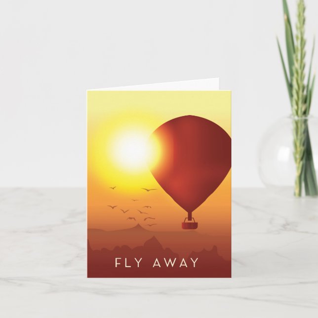 Fly Away Hot air balloon evening sky Holiday Card (Front)