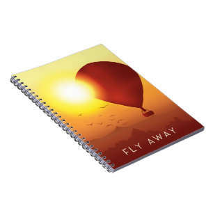 Fly Away Hot air balloon evening sky Notebook