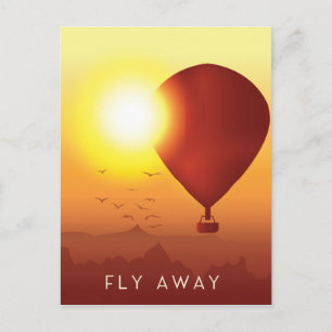 Fly Away Hot air balloon evening sky Postcard