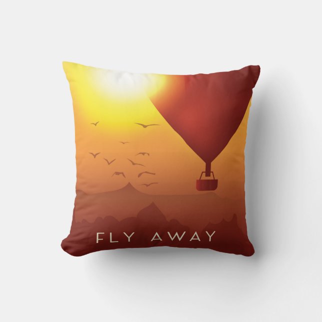 Fly Away Hot air balloon evening sky Throw Pillow (Front)