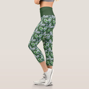 Fly Away Paisley Butterfly Print Green  Capri Leggings