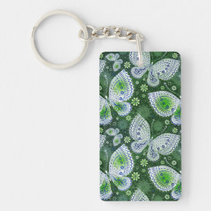 Fly Away Paisley Butterfly Print Green  Keychain