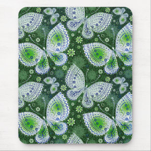 Fly Away Paisley Butterfly Print Green  Mouse Pad