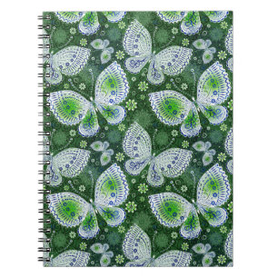 Fly Away Paisley Butterfly Print Green Notebook