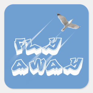 Fly away square sticker