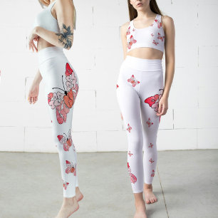 Fly Away to Be Happy Butterfly white Leggings