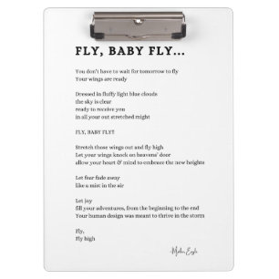 Fly baby fly inspirational poem wall poster  clipboard