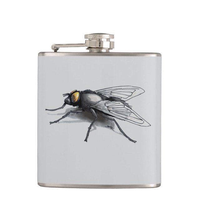 Fly Buddy giant fly grey wrapped flask (Front)
