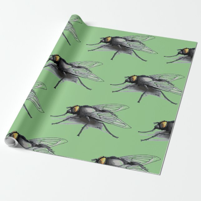 Fly Buddy green matte wrapping paper (Unrolled)