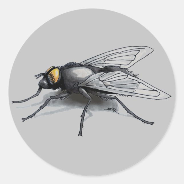Fly Buddy grey large round stickers (Front)