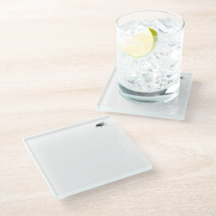 Fly Buddy white glass coaster