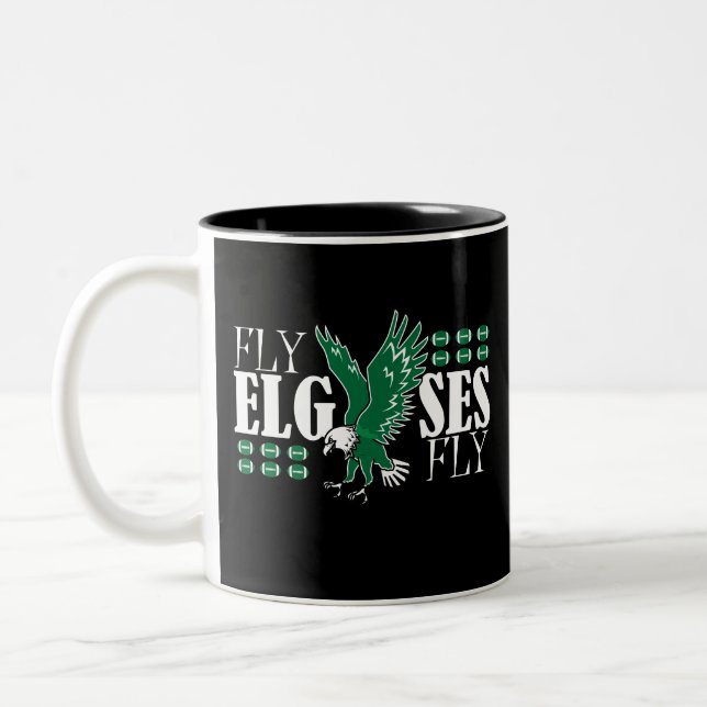 Fly Elgses Fly Funny Spelling Meme Two-Tone Coffee Mug (Left)