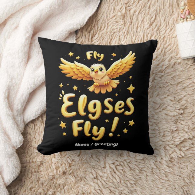 Fly Elgses Fly Inspirational Eagle Art  Throw Pillow (Blanket)