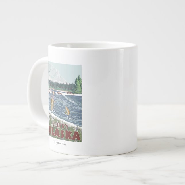 Fly Fisherman - Curry, Alaska Large Coffee Mug (Front Left)