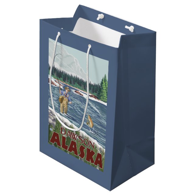 Fly Fisherman - Dawson, Alaska Medium Gift Bag (Front Angled)