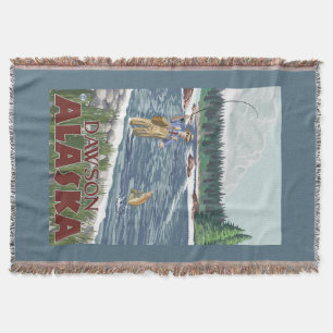 Fly Fisherman - Dawson, Alaska Throw Blanket
