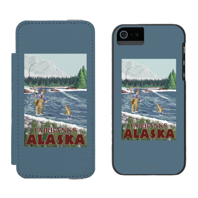 Fly Fisherman - Fairbanks, Alaska Incipio iPhone Wallet Case (Side by Side)