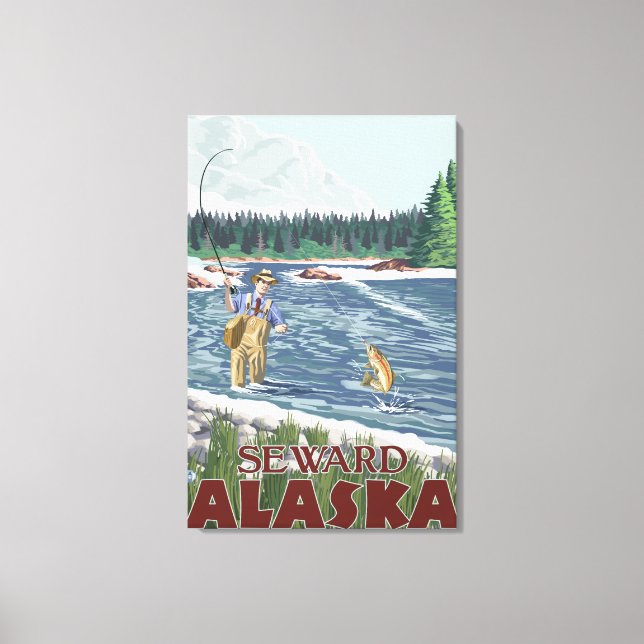 Fly Fisherman - Seward, Alaska Canvas Print (Front)