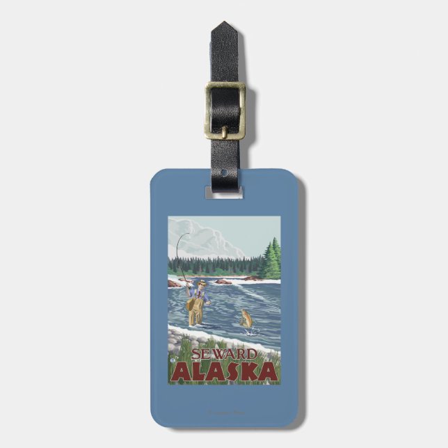 Fly Fisherman - Seward, Alaska Luggage Tag (Front Vertical)