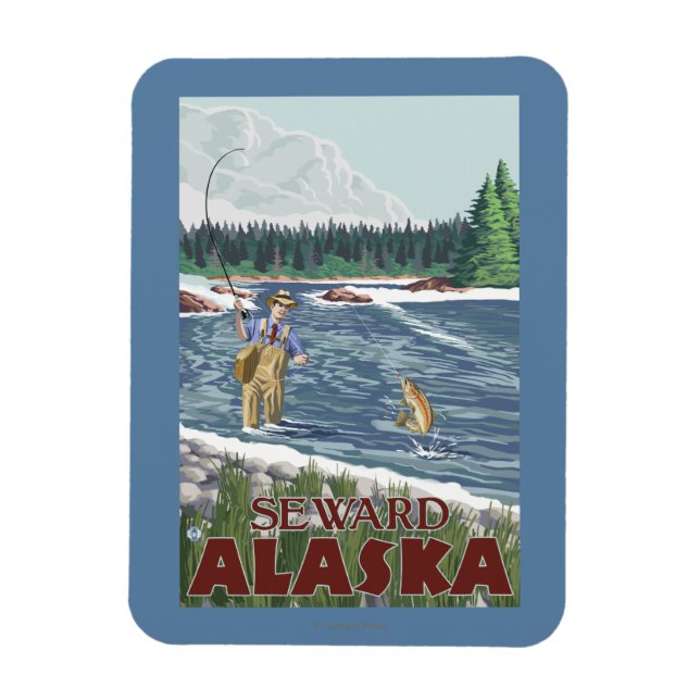 Fly Fisherman - Seward, Alaska Magnet (Vertical)