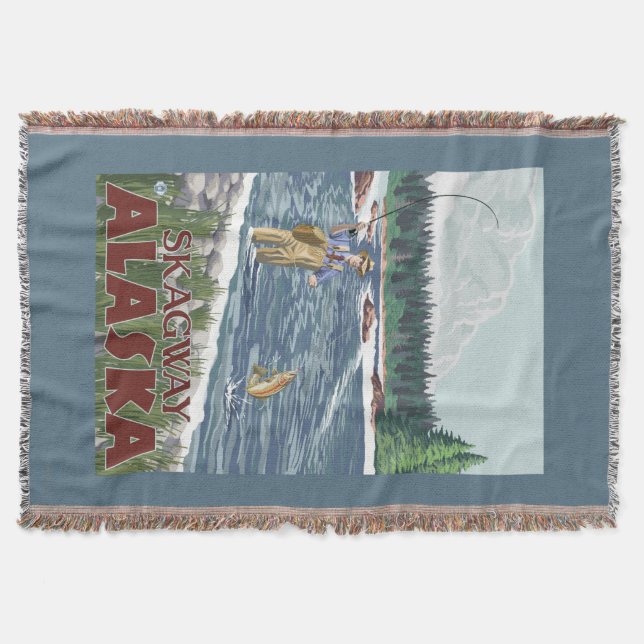 Fly Fisherman - Skagway, Alaska Throw Blanket (Front)