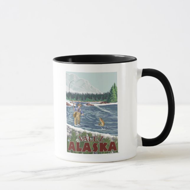 Fly Fisherman - Valdez, Alaska Mug (Right)