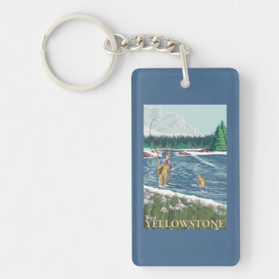 Fly Fisherman - West Yellowstone, Montana Keychain