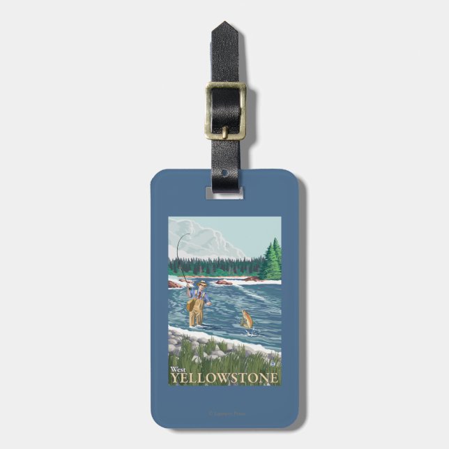 Fly Fisherman - West Yellowstone, Montana Luggage Tag (Front Vertical)
