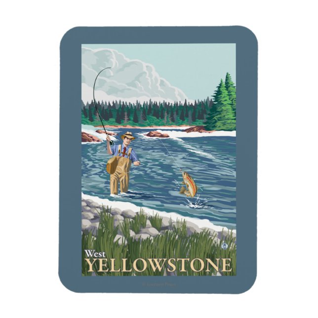 Fly Fisherman - West Yellowstone, Montana Magnet (Vertical)