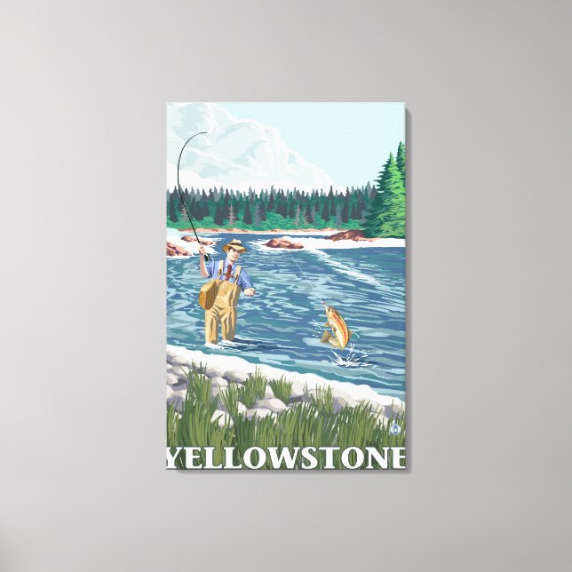 Fly Fisherman - Yellowstone National Park Canvas Print (Front)