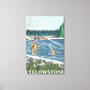 Fly Fisherman - Yellowstone National Park Canvas Print