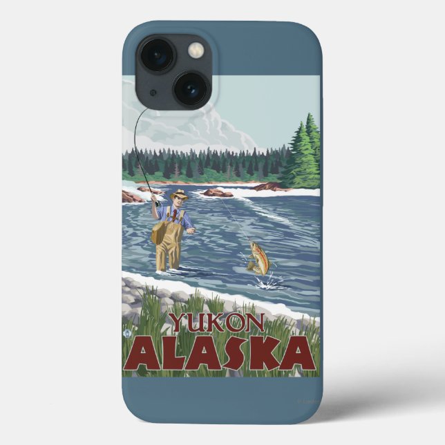 Fly Fisherman - Yukon, Alaska Case-Mate iPhone Case (Back)