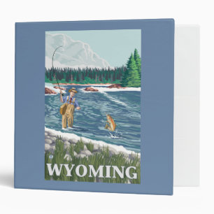 Fly FishermanWyomingVintage Travel Poster Binder