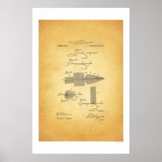 Fly Fishing 1911 US Patent Poster - C W Allen