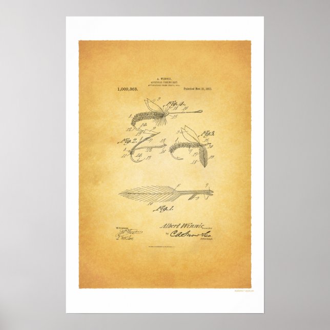 Fly Fishing 1921 US Patent Poster - A Winnie (Front)