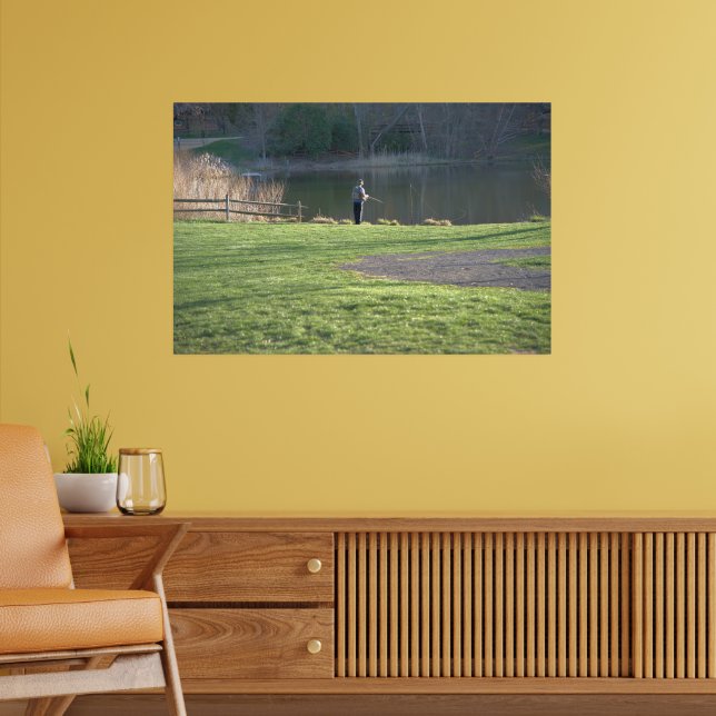 Fly Fishing at Pond Poster (Living Room 2)