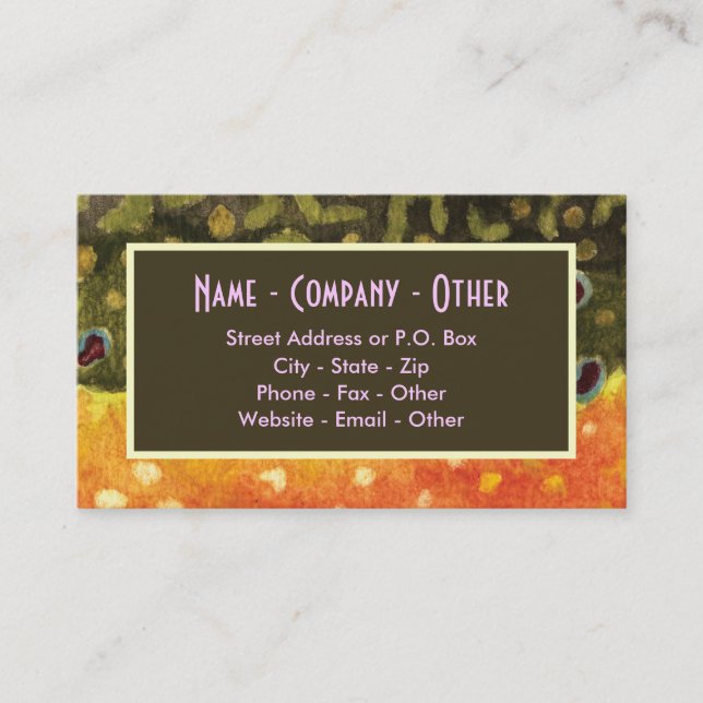Fly Fishing Brook Trout Business Card (Front)
