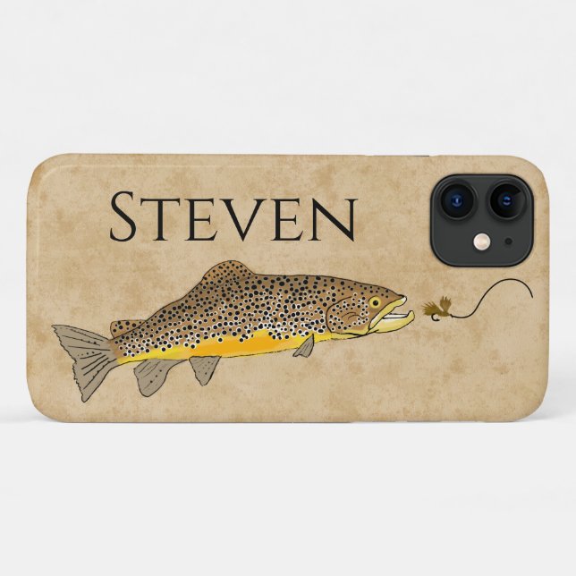 Fly Fishing Brown Trout Custom Name Case-Mate iPhone Case (Back (Horizontal))