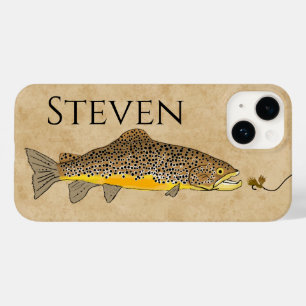 Fly Fishing Brown Trout Custom Name Case-Mate iPhone 14 Case
