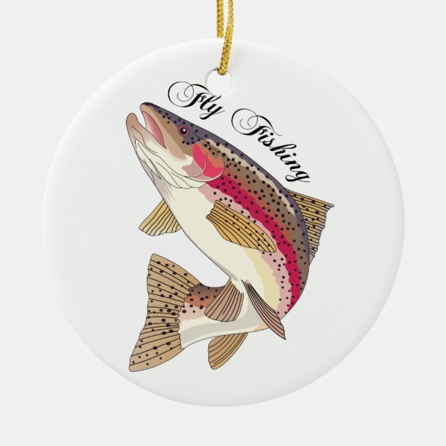 Fly Fishing Ceramic Ornament (Front)