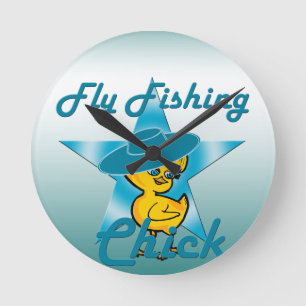 Fly Fishing Chick #7 Round Clock