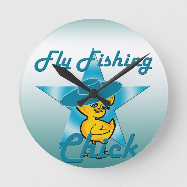 Fly Fishing Chick #7 Round Clock (Front)