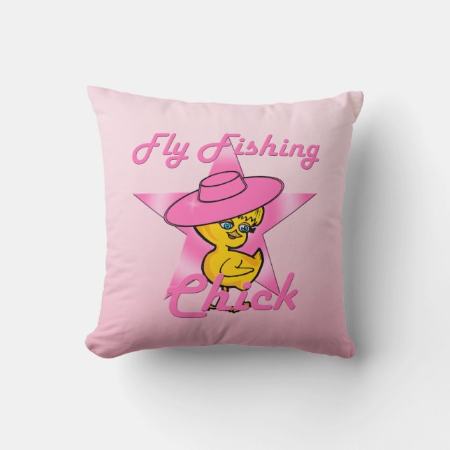 Fly Fishing Chick #8 Throw Pillow (Front)