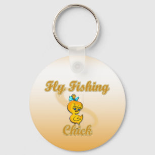 Fly Fishing Chick Keychain