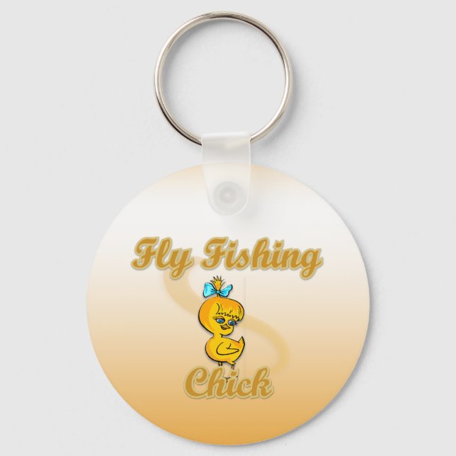 Fly Fishing Chick Keychain (Front)