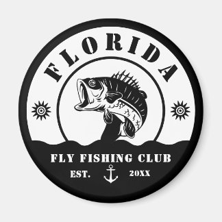 Fly Fishing Club trip Fisherman camping Leather Pa Magnet