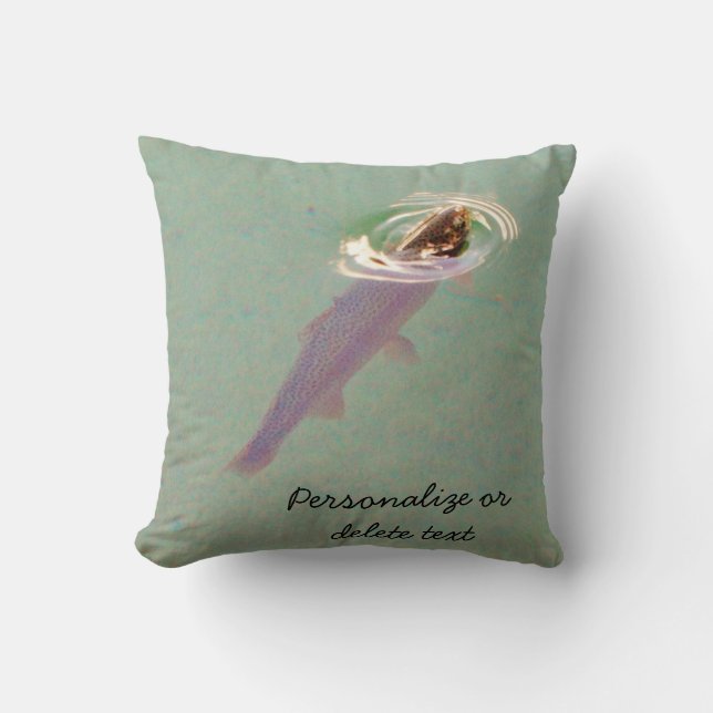 Fly Fishing Colourful Rainbow trout blues Throw Pillow (Front)